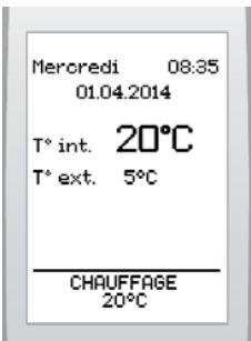 Mercredi 08.35 01.04.2014 T° int. 20°C T° ext. 5°C CHAUFFAGE 20°C
