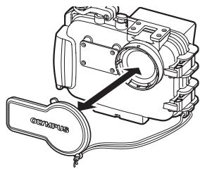OLYMPUS PT-041 - Mounting and removing the lens cap. - 1