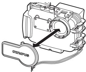 OLYMPUS PT-041 - Anbringen und Abnehmer des Objektivschutzes. - 1