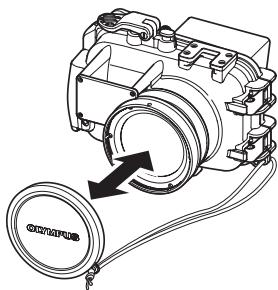 OLYMPUS PT-042 - Mounting and removing the lens cap. - 1