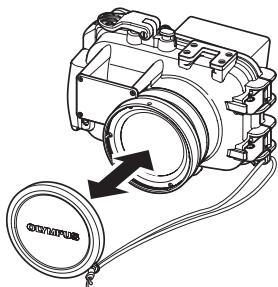 OLYMPUS PT-042 - Anbringen und Abnehmen des Objektivschutzes. - 1