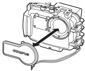 OLYMPUS PT-043 - Mounting and removing the lens cap. - 1