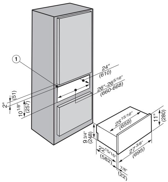 MIELE ESW 4700 - Dimensions pour l'installation du chauffe-plat seul ESW 47x0 - 1