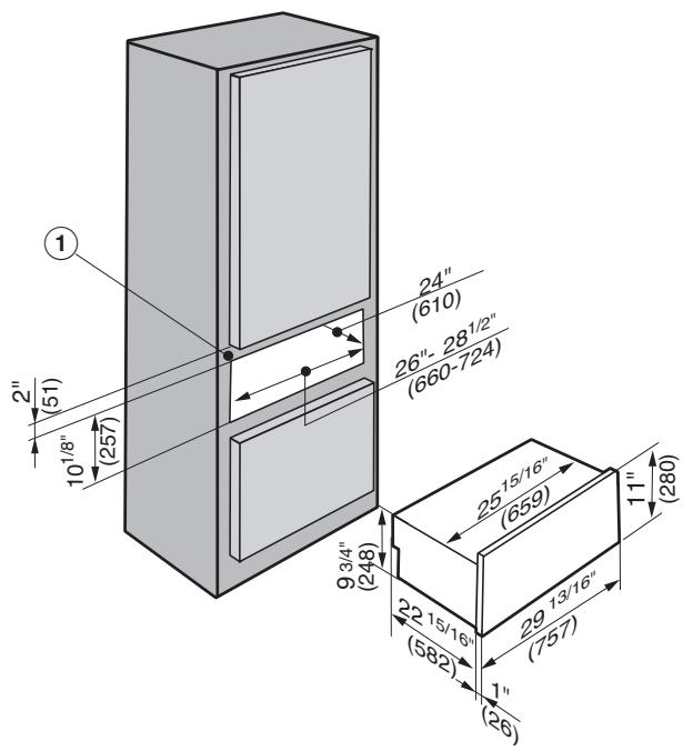 MIELE ESW 4700 - Dimensions pour l'installation du chauffe-plat seul ESW 47x0 - 3