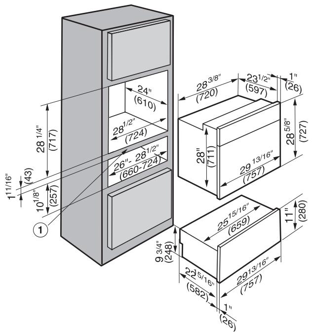 MIELE ESW 4720 - Dimensions pour l'installation du chauffe-plat et du four ESW 47x0 - 3