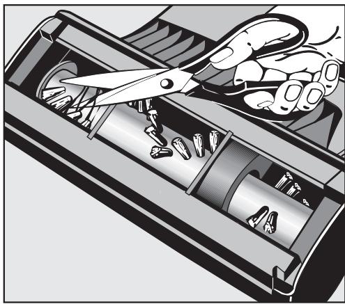 MIELE STB 101 TURBO MINI - Removing threads and hairs wrapped around the roller: - 1