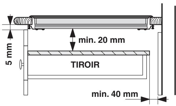 5 mm min. 20 mm TIROIR min. 40 mm