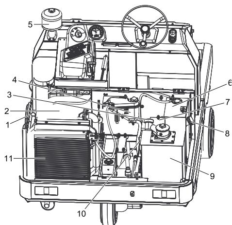 Technical diagram of a mechanical device with numbered components for identification