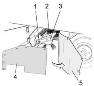 Technical diagram of a mechanical device with numbered components and directional arrows indicating motion or flow.