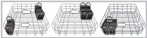 HOTPOINT LFF 8214 EU/HA - Exemplos de posicionamento do cesto dos talheres. - 1