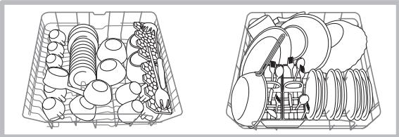 HOTPOINT LFF 8214 EU/HA - Beschickungsbeispiele für den Oberkorb/Unterkorb - 1