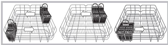 HOTPOINT LFF 8214 EU/HA - Ejmplos de colocacion del cesto para cubiertos - 1