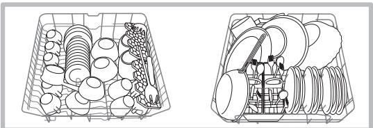 HOTPOINT LFF 8214 EU/HA - Examples de chargement du panier supérieur/ inférieur - 1