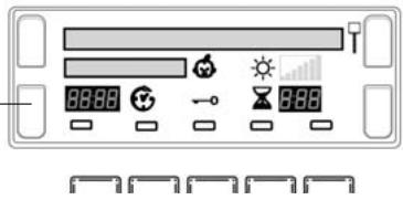 Digital display panel interface with status indicators and function icons