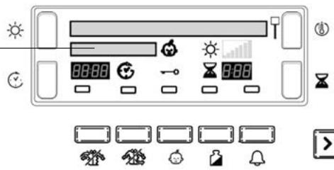 Diagram of a device control panel with icons for lighting, alarm, and function buttons