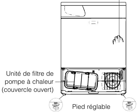 Unité de filtre de pompe à chaleur (couvercle ouvert) Pied réglable