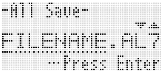 CALOR CTK-6200 - Lorsque l'écran « All Load » apparait, utilisez le bouton R-17 (V) pour changer l'écran « All Save » - 1