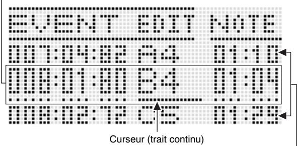 CALOR CTK-6200 - Types d'événements et contenu de l'écran - 1
