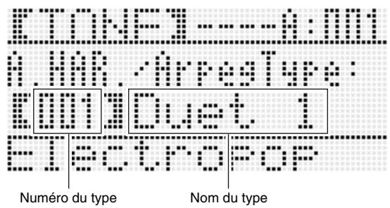 CALOR CTK-6200 - Maintenez le bouton R-18 (AUTO HARMONIZE/ ARPEGGIATOR) enforcé jusqu'à ce que l'écran de sélection de type suivant apparaisse sur l'afficheur. - 2