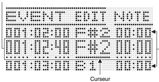 CALOR WK-7600 - Contenu de l'écran de l'éditeur d'événement - 1