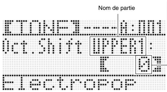 CALOR WK-7600 - Maintenez le bouton R-20 (OCTAVE) enforcé jusqu'à ce que l'écran de décalage d'octave suivant apparaisse sur l'afficheur. - 1