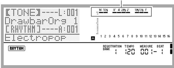 CALOR WK-7600 - Appuyez sur le bouton R-12 ([L] DRAWBAR ORGAN) pour selectionner le groupe de sonorités d'orgue à tirettes. - 1