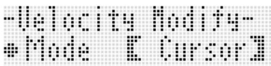 CALOR WK-7600 - Utilisez les boutons R-17 (A, V) pour amener le ● vers « VelocityMod. » puis appuyez sur le bouton R-16 (ENTER). - 1