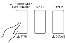 CALOR WK-7600 - Maintenez le bouton R-18 (AUTO HARMONIZE/ ARPEGGIATOR) enforcé jusqu'à ce que l'écran de sélection de type suivant apparaisse sur l'afficheur. - 1