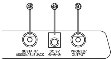 48 49 50 SUSTAIN/ ASSIGNABLE JACK DC 9V -6-∞ PHONES/ OUTPUT