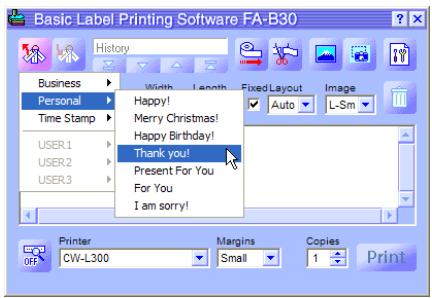 CASIO FA-B30 - Pour insérer des phrases, la date et l'heure - 2