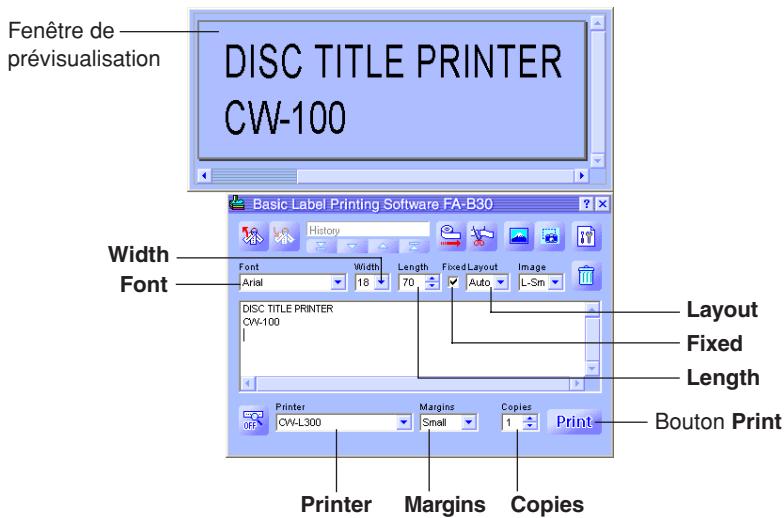 CASIO FA-B30 - Reglez les paramètres Font, Width, Length et Layout. - 1