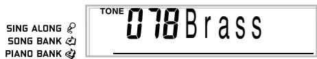 CASIO LK-55 - Appuyez sur le bouton TONE et spécifiez le numero de sonorité pour la sonorité principale. - 1