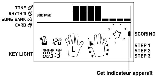 CASIO LK-70S - Évaluation : Le clavier évalue vos performances au cours de la 3^e étape. - 1