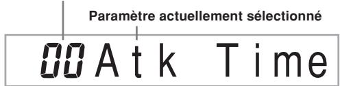 Paramètre actuellement sélectionné 00 At k Time