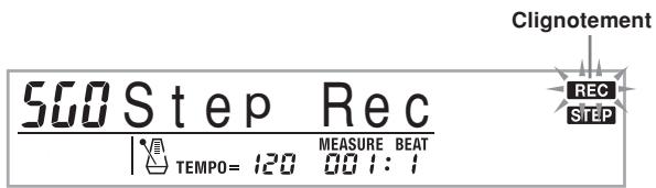 560 Step Rec TEMP0= 120 MEASURE BEAT 001:1 Clignotement REC STEP