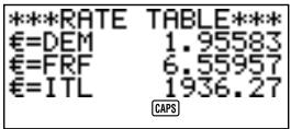 CASIO SF-4900ER - Pour afficher la table des taux de conversion en euros - 2