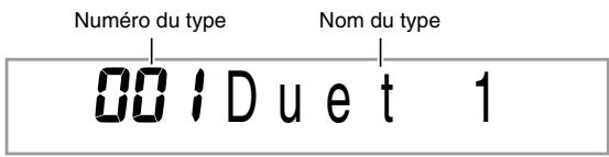 CASIO WK-200 - Appuyez sur ⑦ jusqu'à ce que le numéro et le nom du type d'autoharmonisation ou d'arpégiateur apparaissent à l'écran. - 1