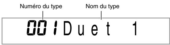 CASIO WK-200 - Appuyez sur ⑦ jusqu'à ce que le numéro et le nom du type d'autoharmonisation ou d'arpégiateur apparaissent à l'écran. - 1