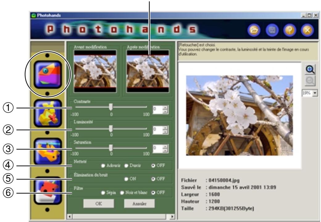 CASIO PHOTOHANDS - Cliquez l'icône [Retoucher]. - 1