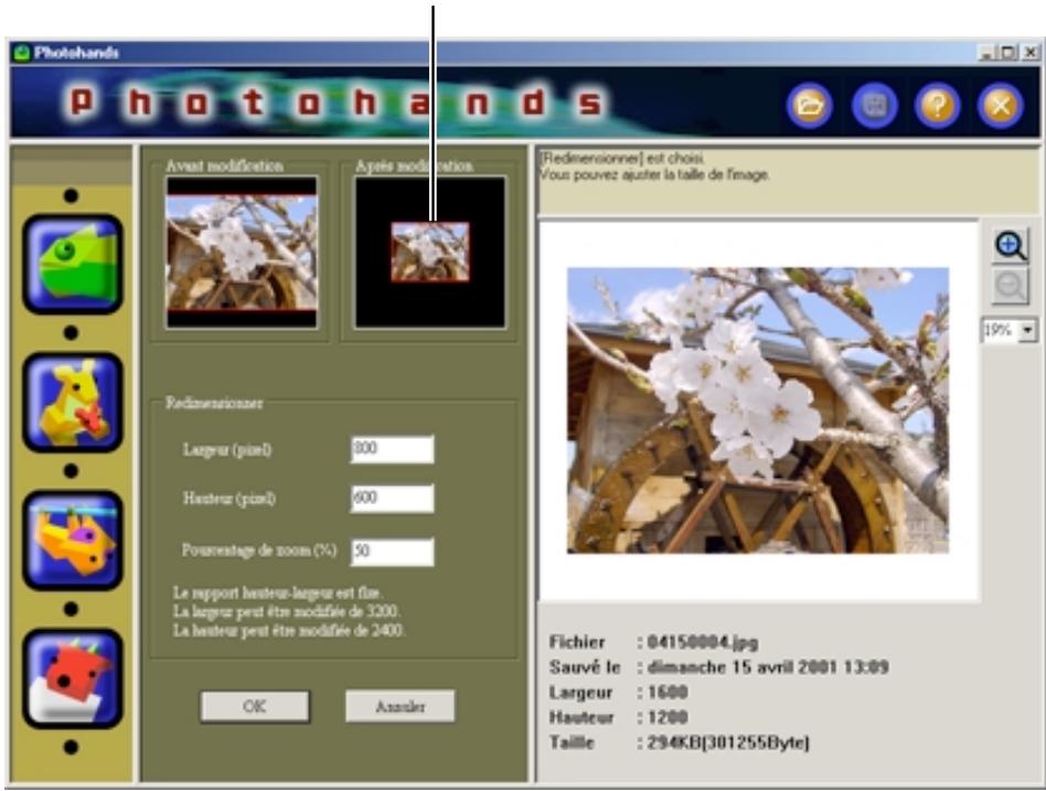 CASIO PHOTOHANDS - Introduisez les valeurs (en pixels) aux paramètres “Hauteur” et “Largeur”. - 1