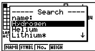 CASIO PHYSIUM - - Recherche du nom d'un élément - 1
