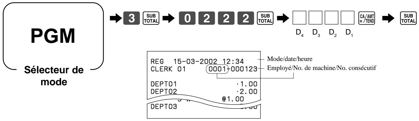 CASIO TE-2000 - Désignation du numéro de magasin/machine - 1