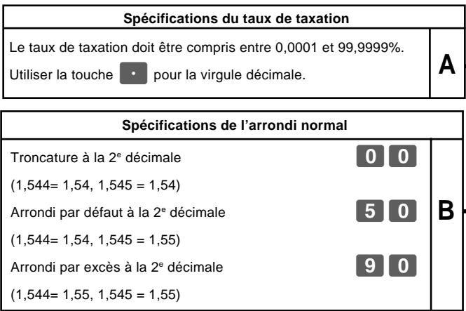 CASIO TE-M80 - 1-8 Spécification du taux de taxation et de l'arrondi - 2