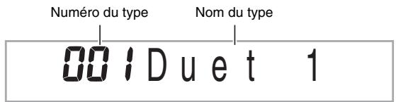 CASIO WK-210 - Appuyez sur ⑦ jusqu'à ce que le numéro et le nom du type d'autoharmonisation ou d'arpégiateur apparaissent à l'écran. - 1