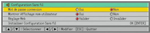 CASIO YW-2L - Rétablir les paramètres par défaut de la fonction Sans fil du projecteur de données - 1