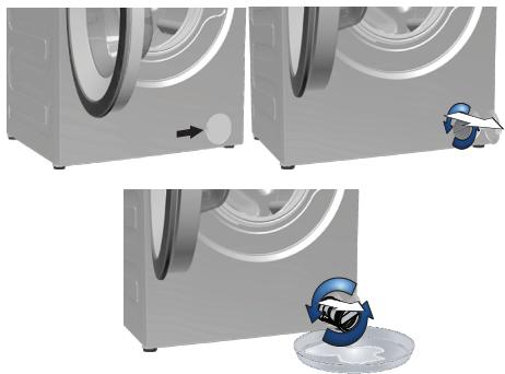 BEKO WMB81421M - Si le produit ne dispose pas de tuyau de vidange en cas d'urgence, procédez comme suit pour évacuer l'eau : - 1