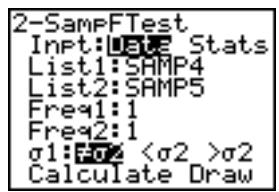 TEXAS INSTRUMENTS TI-84 PLUS - 2-SampFTest - 1