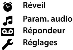 Réveil Param. audio Répondeur Réglages