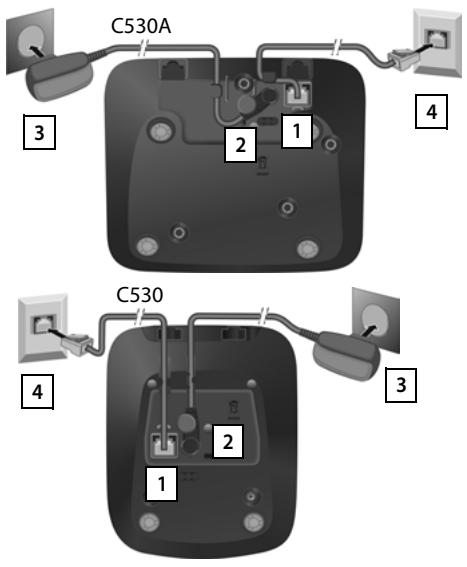 GIGASET C530 - Connexion de la base au réseau téléphonique et au secteur - 1