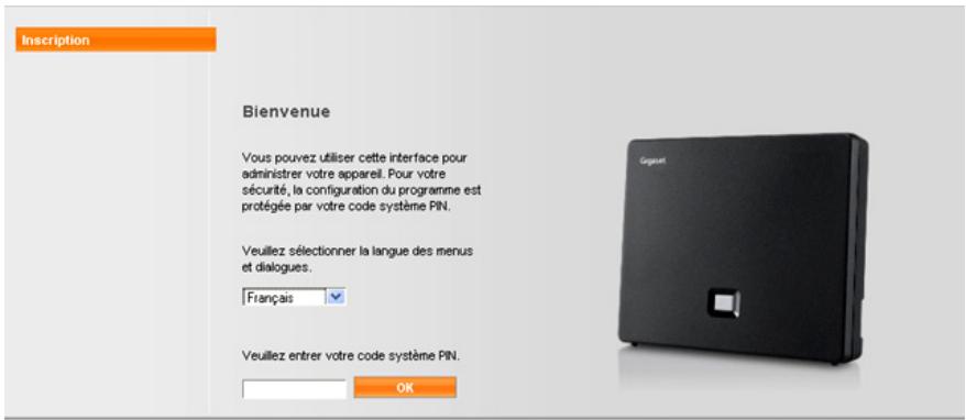 GIGASET C530 IP - Connexion, configuration de la langue d'affichage - 1